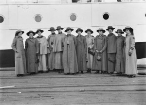 Twelve nurses from Victoria from the No 2. Hospital Ship Kanowna, 6 July 1916. 