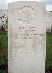 Lt James Donald Oliver is buried at Tyne Cot Cemetary, Belgium